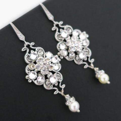 Floral Crystal Earrings VECOYA