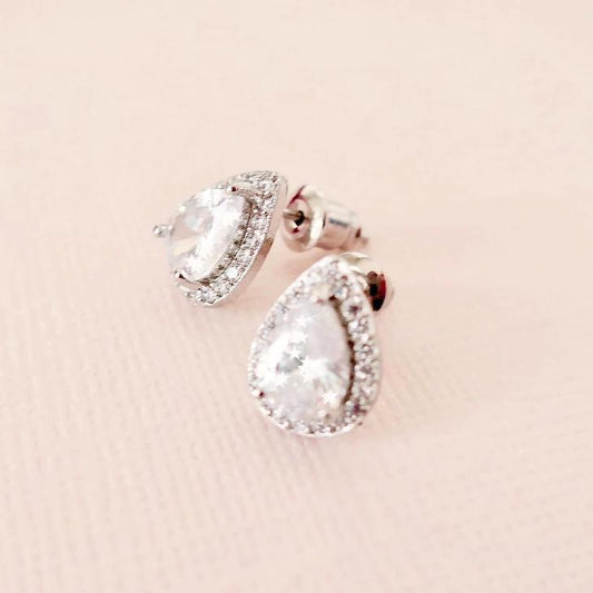 Teardrop Earrings Diamond Cubic Zirconia Sterling Silver