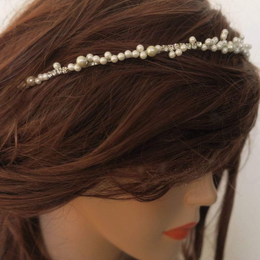 Pearl Bridal Thin Headband. Pearl Hairband for Wedding, Simple Pearl  Wedding Hair Tiara, Crystal Headpiece for Wedding G038 