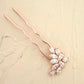 Rose Gold Leaf Crystal Bridal Hair Pin
