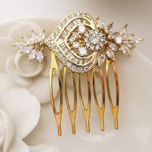 Rose Gold Wedding Hair Comb Cubic Zirconia | Jazzy And Glitzy