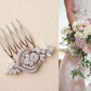 Small Bridal Hair Comb with Flower Leaf Cubic Zirconia | JazzyAndGlitzy