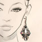  black crystal earrings
