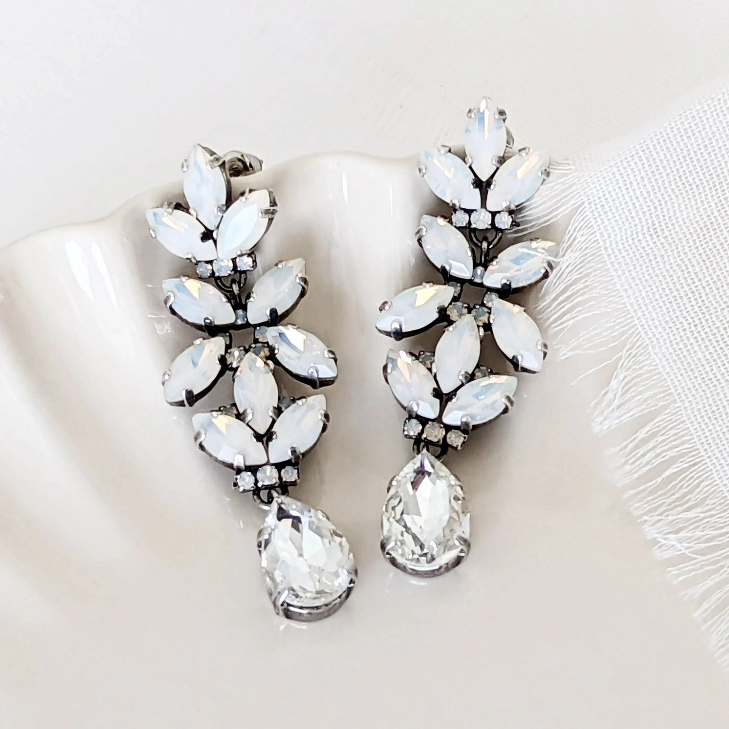 Vintage Opal Wedding Earrings 